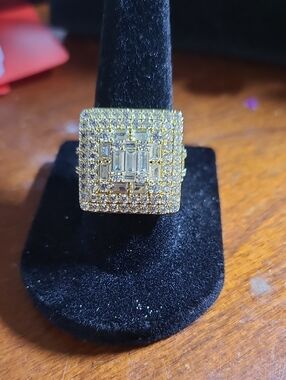 Gold Square Pavé CZ Cocktail Ring - Women Jewelry